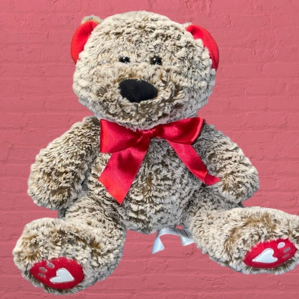 Animal Adventure Teddy Bear 12" Plush Frosted Heart Red Ribbon Valentine Gift